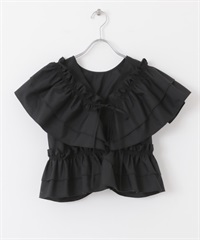 多穿法交叉荷葉邊罩衫(黑色-one-BLACK)