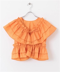 多穿法交叉荷葉邊罩衫(橘色-one-ORANGE)