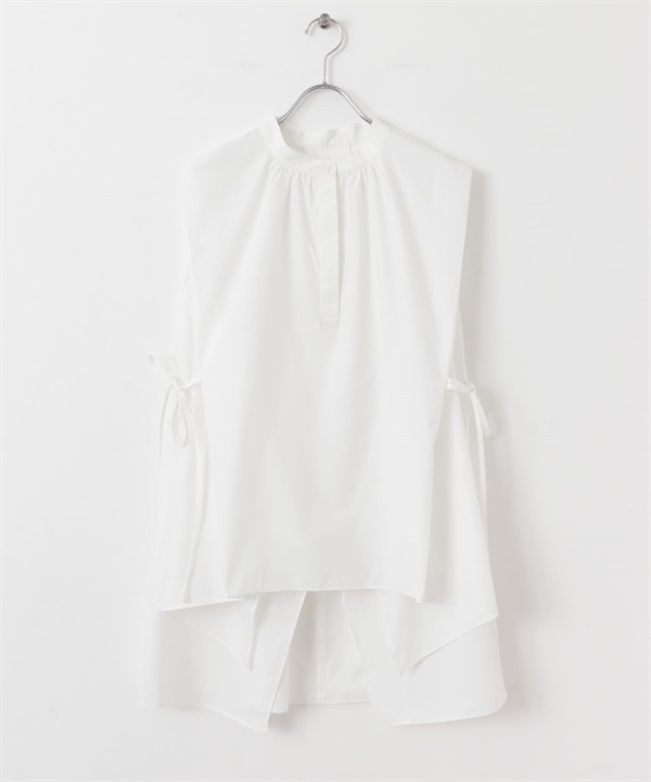 背面蓬鬆打褶罩衫(米色-one-OFF WHITE)