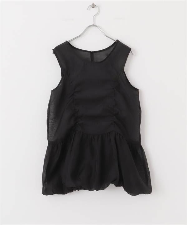 抽繩氣球剪裁無袖上衣(黑色-one-BLACK)