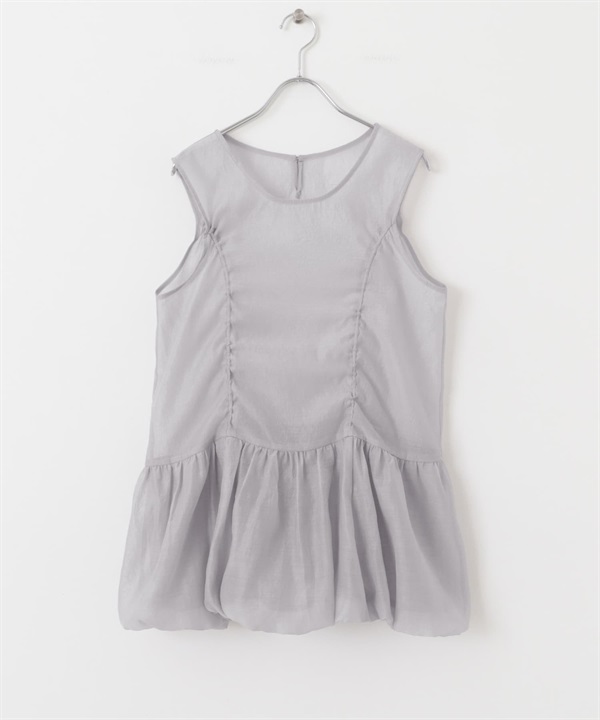 抽繩氣球剪裁無袖上衣(紫灰色-one-其他灰色)