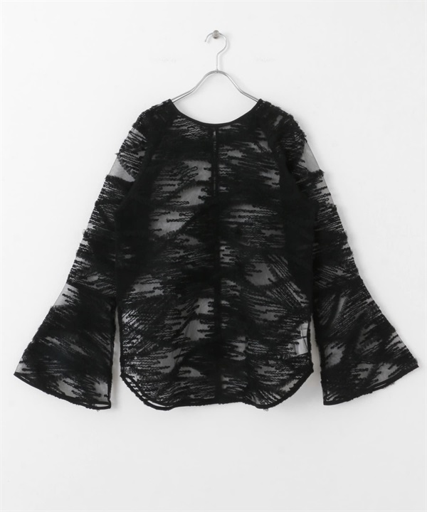 貼花蕾絲罩衫(黑色-one-BLACK)