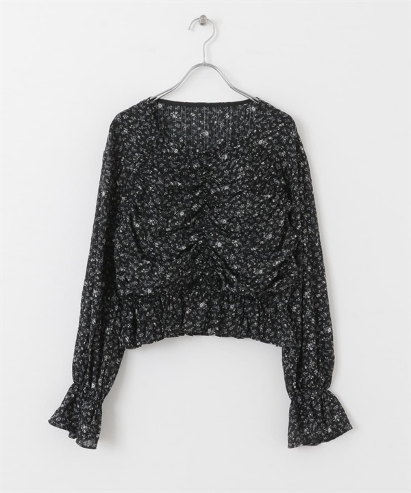 印花馬甲式罩衫(黑色-one-BLACK)