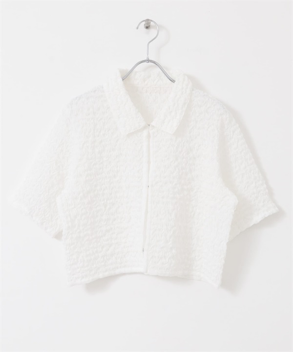 爆米花短版襯衫(米色-one-OFF WHITE)