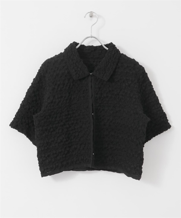 爆米花短版襯衫(黑色-one-BLACK)