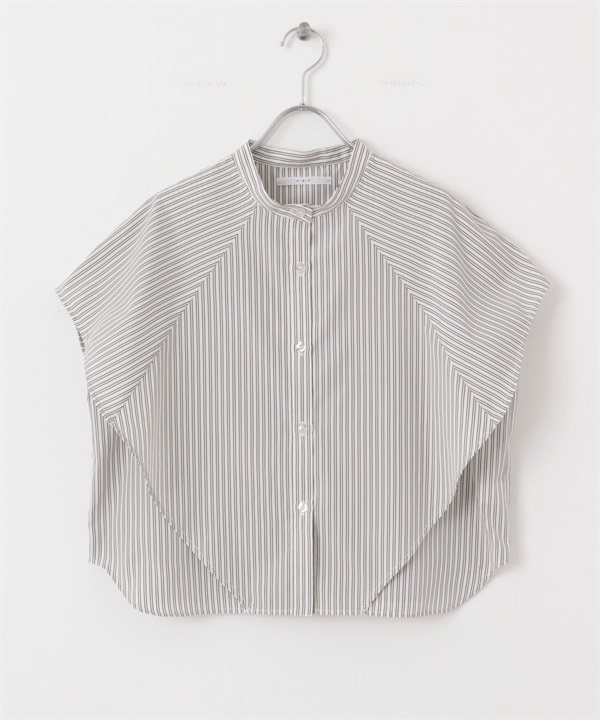 箱型剪裁直條紋襯衫(象牙白x棕色-one-其他白色)