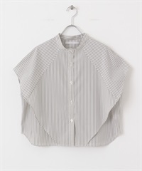 箱型剪裁直條紋襯衫(象牙白x棕色-one-其他白色)