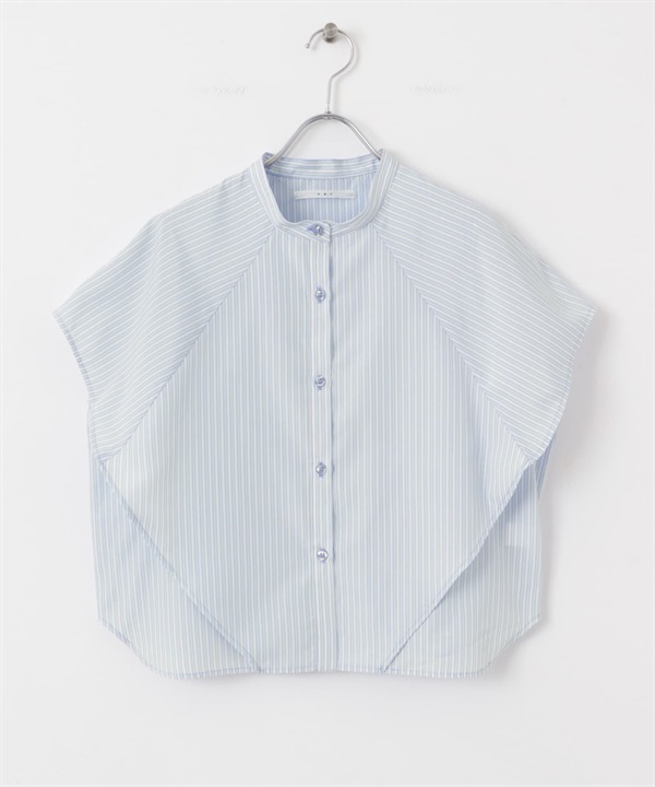 箱型剪裁直條紋襯衫(藍色x黃色-one-其他藍色)