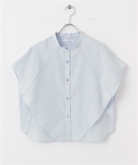 箱型剪裁直條紋襯衫(藍色x黃色-one-其他藍色)