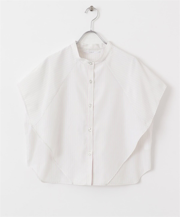 箱型剪裁直條紋襯衫(粉紅色x綠色-one-其他粉色)