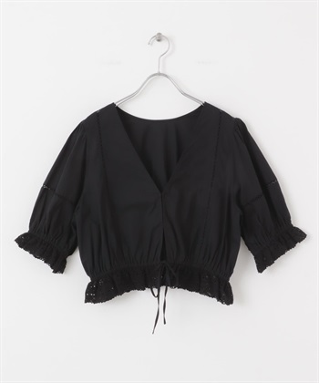2WAY短版蕾絲罩衫(黑色-one-BLACK)