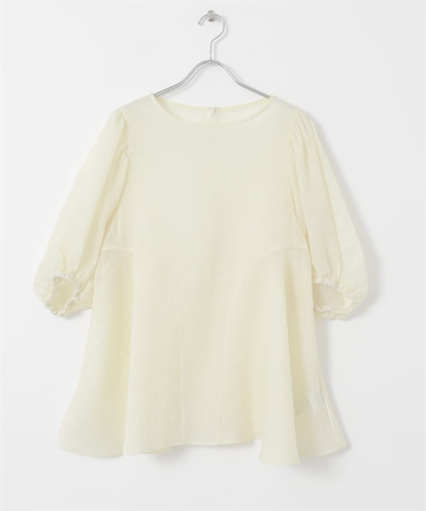 拼接剪裁透膚襯衫(象牙白-one-IVORY)