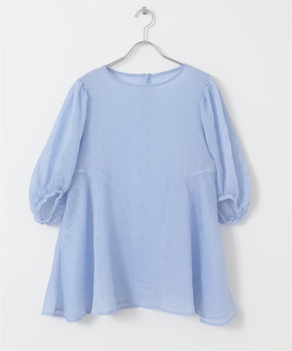 拼接剪裁透膚襯衫(藍色-one-BLUE)