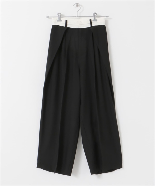 側邊打褶長褲(黑色-36-BLACK)
