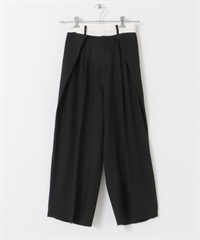 側邊打褶長褲(黑色-36-BLACK)