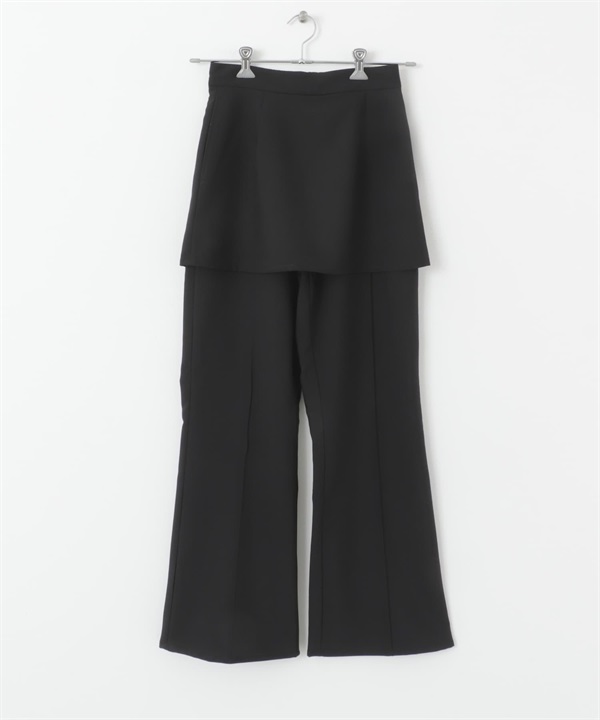 層次短裙喇叭褲(黑色-36-BLACK)