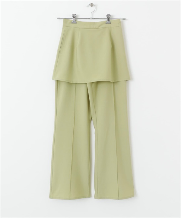 層次短裙喇叭褲(膚色-36-BEIGE)