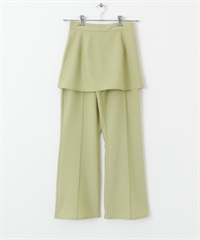 層次短裙喇叭褲(膚色-36-BEIGE)