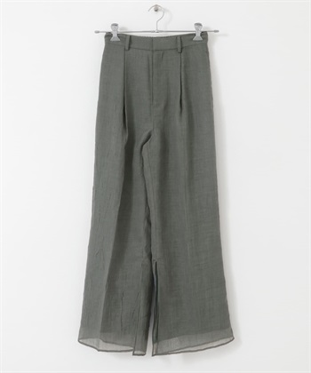 透膚層次設計長褲(炭灰色-one-CHARCOAL GRAY)