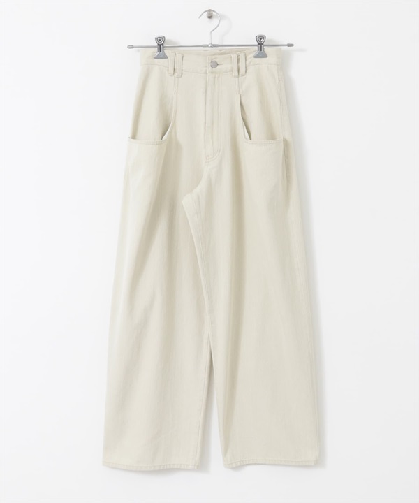 大口袋設計斜紋長褲(象牙白-34-IVORY)