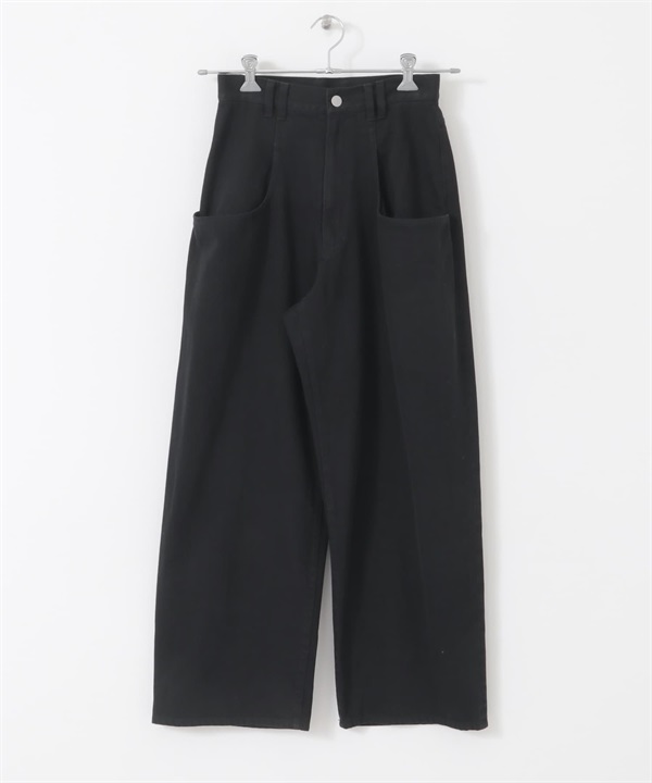 大口袋設計斜紋長褲(黑色-34-BLACK)