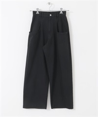 大口袋設計斜紋長褲(黑色-34-BLACK)