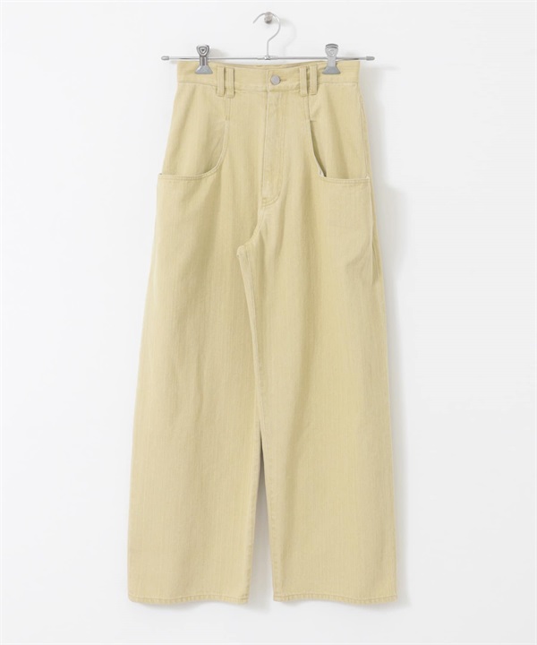 大口袋設計斜紋長褲(膚色-34-BEIGE)