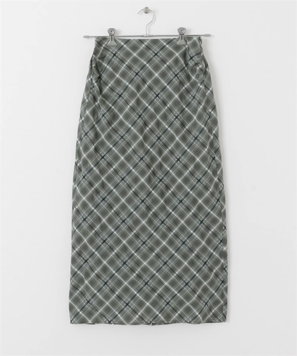 透膚格紋直筒裙(其他灰色-one-其他灰色)