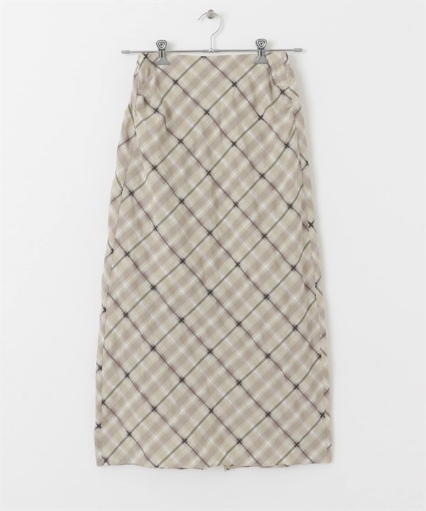 透膚格紋直筒裙(膚色-one-其他膚色)