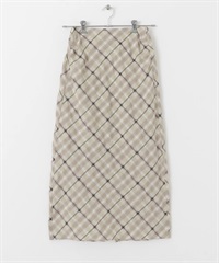 透膚格紋直筒裙(膚色-one-其他膚色)