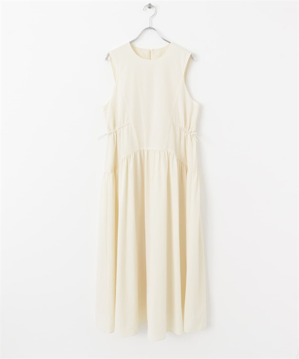 無袖抽繩設計洋裝(象牙白-one-IVORY)