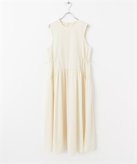 無袖抽繩設計洋裝(象牙白-one-IVORY)