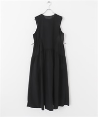 無袖抽繩設計洋裝(黑色-one-BLACK)