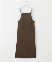 緞紋細肩帶洋裝(棕色-one-BROWN)