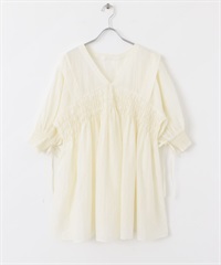 2WAY抽褶縫迷你洋裝(象牙白-one-IVORY)