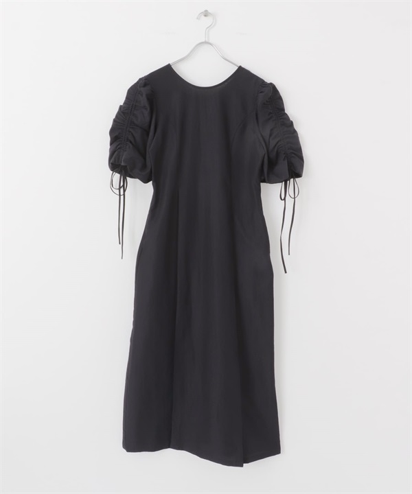 抽繩袖設計洋裝(黑色-36-BLACK)