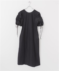 抽繩袖設計洋裝(黑色-36-BLACK)