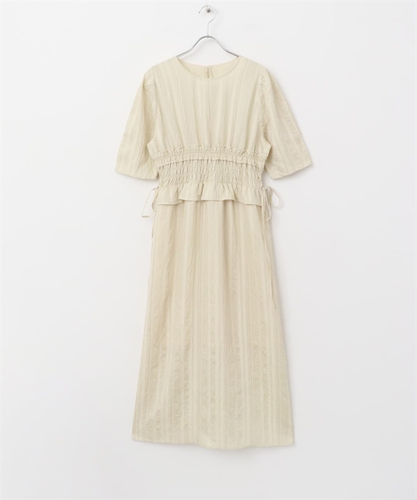 荷葉碎褶拼接洋裝(沙色-one-L.BEIGE)