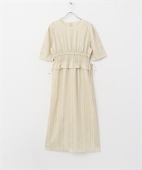 荷葉碎褶拼接洋裝(沙色-one-L.BEIGE)
