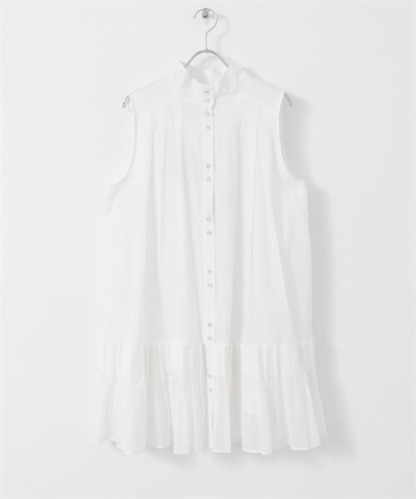 無袖百褶洋裝(米色-one-OFF WHITE)