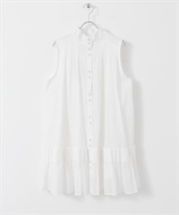 無袖百褶洋裝(米色-one-OFF WHITE)