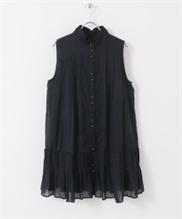 無袖百褶洋裝(黑色-one-BLACK)