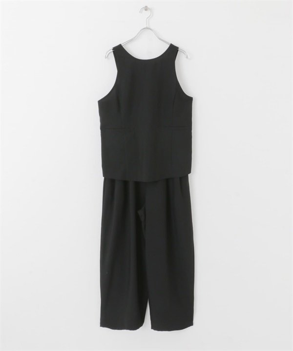 【成套組合】露背設計背心×輕便長褲(黑色-one-BLACK)