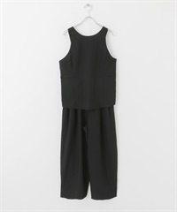 【成套組合】露背設計背心×輕便長褲(黑色-one-BLACK)