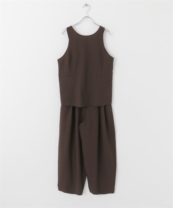 【成套組合】露背設計背心×輕便長褲(棕色-one-BROWN)