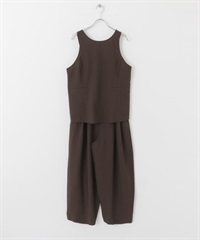 【成套組合】露背設計背心×輕便長褲(棕色-one-BROWN)