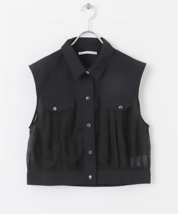 透膚拼接設計背心(黑色-one-BLACK)