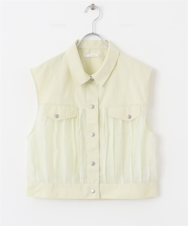 透膚拼接設計背心(淡綠色-one-其他綠色)