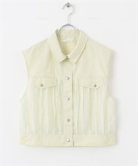 透膚拼接設計背心(淡綠色-one-其他綠色)