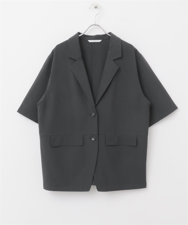 寬鬆短袖西裝外套(炭灰色-one-CHARCOAL GRAY)